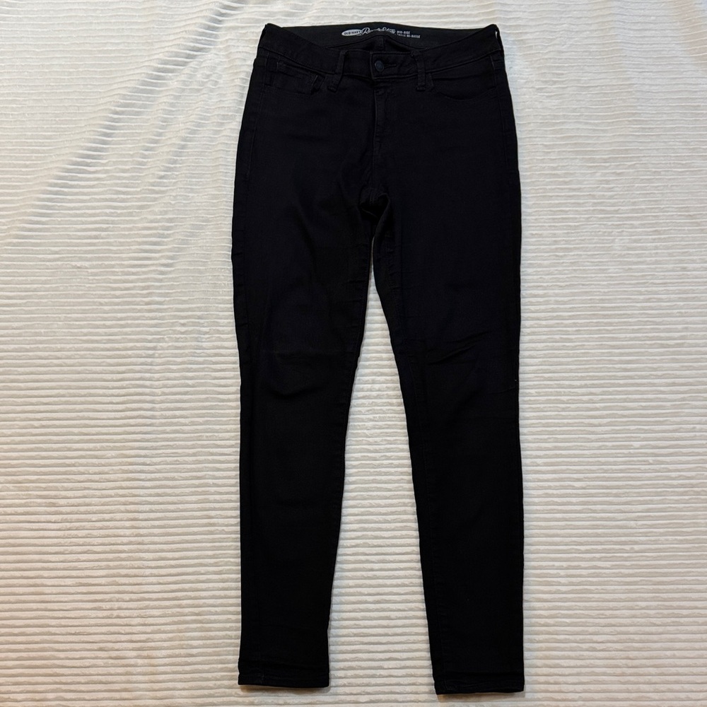 Old Navy Rockstar Mid-Rise Women's Dark Gray Black Skinny Jeans 4 Regular